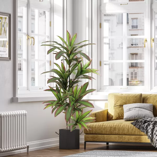 VIAGDO Dracaena Silk Plant Artificial 5ft Faux House Plants Evergreen Dracaena Marginata Fake Yucca Palm Trees in Pot Realistic Dragon Tree for Living Room Home Office Decor Indoor OutdoorRed