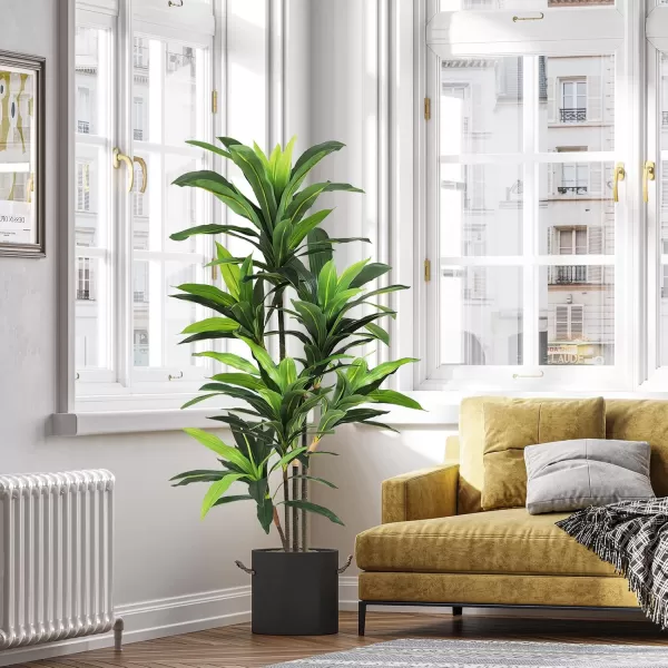 VIAGDO Dracaena Silk Plant Artificial 5ft Faux House Plants Evergreen Dracaena Marginata Fake Yucca Palm Trees in Pot Realistic Dragon Tree for Living Room Home Office Decor Indoor OutdoorGreen