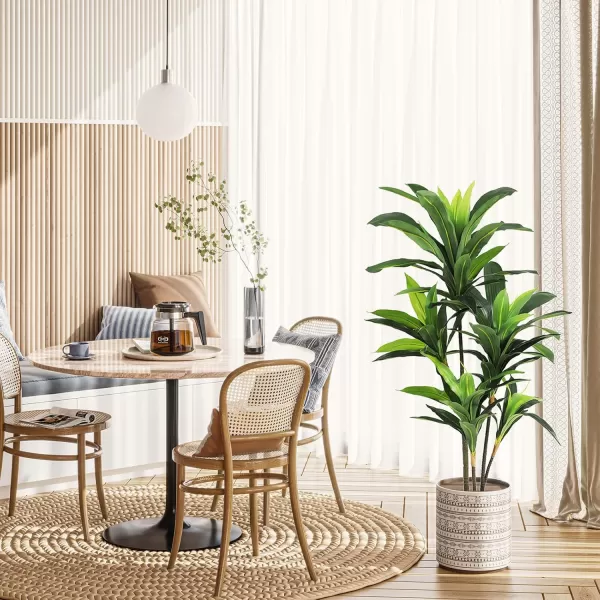 VIAGDO Dracaena Silk Plant Artificial 5ft Faux House Plants Evergreen Dracaena Marginata Fake Yucca Palm Trees in Pot Realistic Dragon Tree for Living Room Home Office Decor Indoor OutdoorGreen