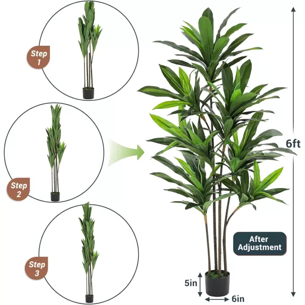 VIAGDO Dracaena Silk Plant Artificial 5ft Faux House Plants Evergreen Dracaena Marginata Fake Yucca Palm Trees in Pot Realistic Dragon Tree for Living Room Home Office Decor Indoor OutdoorGreen