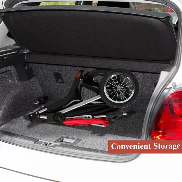 VIAGDO Premium Heavy Duty Pet Stroller for Small Medium Dogs ampamp Cats 3Wheel Dog Stroller Foldable Cat Stroller with Suspension SystemOneHand Fold Max Loading 55 LBSBlack Red