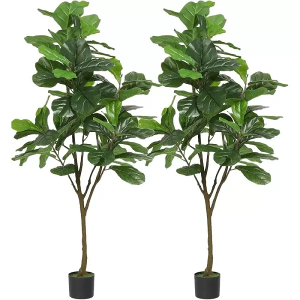 VIAGDO Artificial Fiddle Leaf Fig Tree 6ft Tall 86 Decorative Faux Fiddle Leaves Fake Fig Silk Tree in Pot Artificial Tree for Home Office Living Room Bathroom Corner Decor Indoor6 FT2 Pack