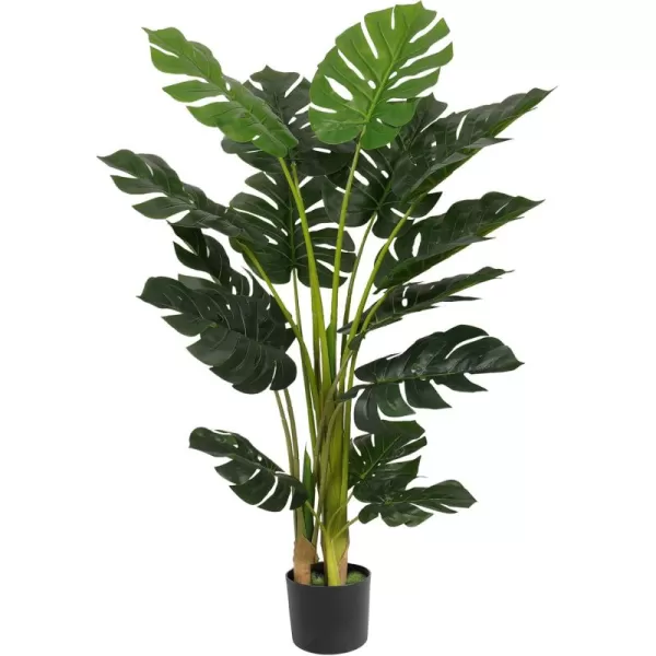 VIAGDO Artificial Monstera Deliciosa Plant 4ft Tall 15 Decorative Split Leaves Faux Swiss Cheese Plant Fake Tropical Monstera Palm Tree for Home Office Room Store Garden Floor Decor4ft1pcs