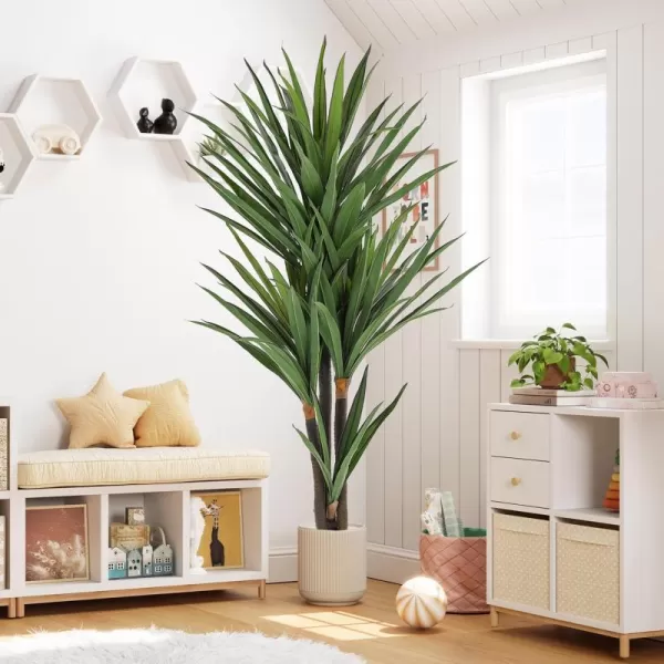 VIAGDO Dracaena Artificial Plant 4ft Tall Faux Dracaena Plant with Pot Faux Plants Indoor Artificial House Floor Plants Outdoor Fake Dracaena Trees for Living Room Office Decor Housewarming Gift6 FT