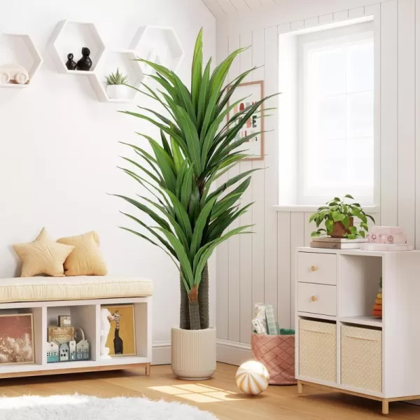 VIAGDO Dracaena Artificial Plant 4ft Tall Faux Dracaena Plant with Pot Faux Plants Indoor Artificial House Floor Plants Outdoor Fake Dracaena Trees for Living Room Office Decor Housewarming Gift5 FT