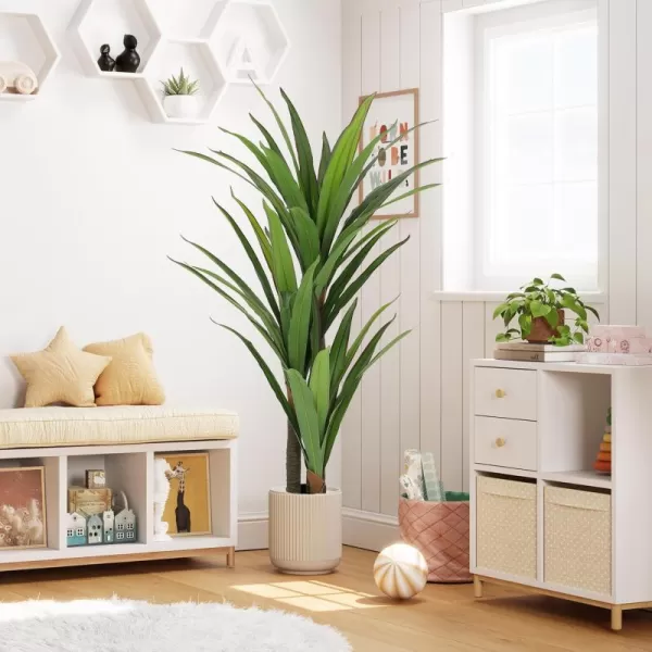 VIAGDO Dracaena Artificial Plant 4ft Tall Faux Dracaena Plant with Pot Faux Plants Indoor Artificial House Floor Plants Outdoor Fake Dracaena Trees for Living Room Office Decor Housewarming Gift4 FT