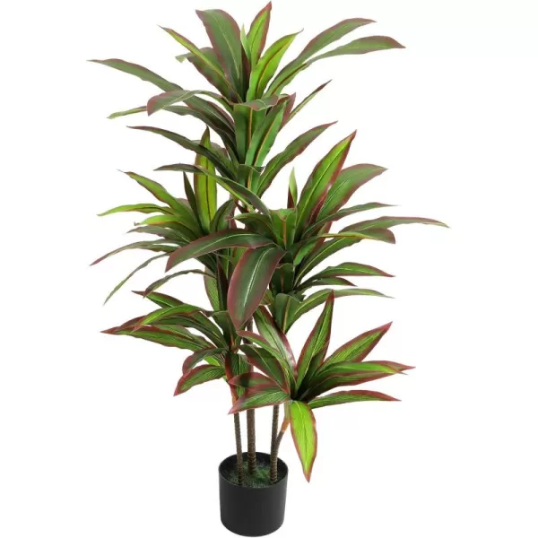 VIAGDO Dracaena Silk Plant Artificial 5ft Faux House Plants Evergreen Dracaena Marginata Fake Yucca Palm Trees in Pot Realistic Dragon Tree for Living Room Home Office Decor Indoor OutdoorRed