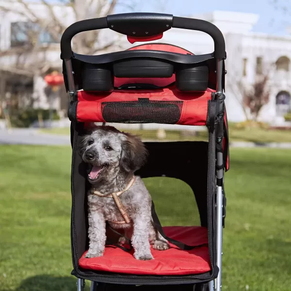 imageVIAGDO Dog Stroller Pet Strollers for Small Medium Dogs ampamp Cats 4 Wheels Dog Jogging Stroller Folding Doggy Stroller with Storage Basket for Dog ampamp Cat Traveling Strolling CartRed