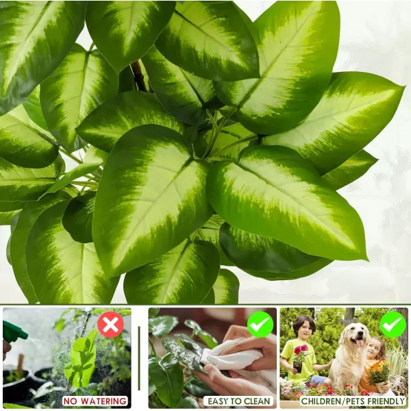 imageVIAGDO Golden Dieffenbachia in Pot 4ft Tall Artificial Silk Plants Decorative Faux Plants Indoor Fake Tropical Plants with Planter Large Floor Plants for Home Office Porch Housewarming Gift