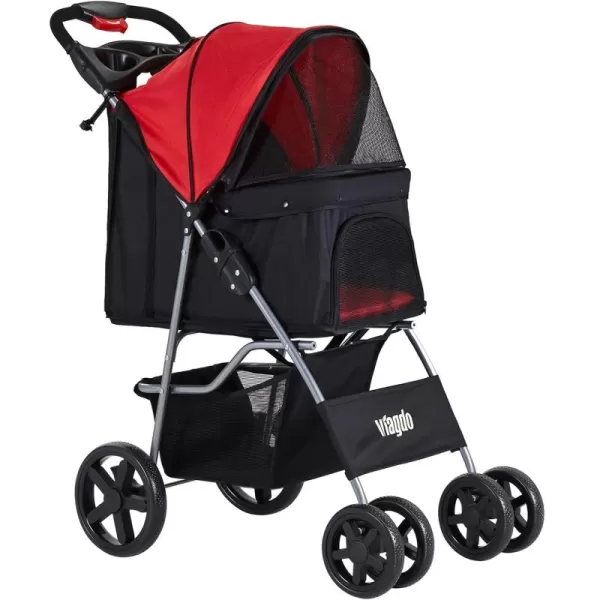 imageVIAGDO Dog Stroller Pet Strollers for Small Medium Dogs ampamp Cats 4 Wheels Dog Jogging Stroller Folding Doggy Stroller with Storage Basket for Dog ampamp Cat Traveling Strolling CartRed
