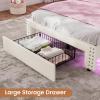imageVIAGDO White Twin Bed Frames with LED Lights Upholstered Platform Bed Frame Twin Size with Storage Headboard and Charging Station LED Twin Bed Frame No Box Spring NeededCream White
