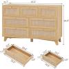 imageVIAGDO Black Rattan Dresser for Bedroom 9 Drawer Dresser with Natural Rattan Drawers Wooden Tall Dresser with Gold Handles Modern Closet Dressers Chest of Drawers for Nursery Entryway Living RoomNatural