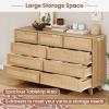 imageVIAGDO Black Rattan Dresser for Bedroom 9 Drawer Dresser with Natural Rattan Drawers Wooden Tall Dresser with Gold Handles Modern Closet Dressers Chest of Drawers for Nursery Entryway Living RoomNatural