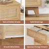 imageVIAGDO Black Rattan Dresser for Bedroom 9 Drawer Dresser with Natural Rattan Drawers Wooden Tall Dresser with Gold Handles Modern Closet Dressers Chest of Drawers for Nursery Entryway Living RoomNatural