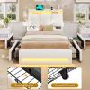 imageVIAGDO Boucle Bed Frame Full Size with Storage Headboard Charging Station and LED Lights Upholstered Full Cloud Bed Frame with 4 Drawers Soft Marshmallow Bed Frame No Box Spring Needed CreamCream