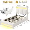 imageVIAGDO Boucle Bed Frame Full Size with Storage Headboard Charging Station and LED Lights Upholstered Full Cloud Bed Frame with 4 Drawers Soft Marshmallow Bed Frame No Box Spring Needed CreamCream