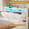 imageVIAGDO Boucle Bed Frame Full Size with Storage Headboard Charging Station and LED Lights Upholstered Full Cloud Bed Frame with 4 Drawers Soft Marshmallow Bed Frame No Box Spring Needed CreamCream