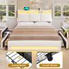 imageVIAGDO Boucle Bed Frame Full Size with Storage Headboard Charging Station and LED Lights Upholstered Full Cloud Bed Frame with 4 Drawers Soft Marshmallow Bed Frame No Box Spring Needed CreamCream