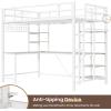 imageVIAGDO Loft Bed with Desk with Charging Station ampamp LED Lights Loft Bed Twin Size with Storage ShelvesClothing Rail Metal Twin Loft Bed with Safety Guard ampamp Ladder No Box Spring Needed WhiteWhite