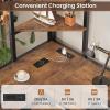 imageVIAGDO Loft Bed with Desk with Charging Station ampamp LED Lights Loft Bed Twin Size with Storage ShelvesClothing Rail Metal Twin Loft Bed with Safety Guard ampamp Ladder No Box Spring Needed WhiteBlack