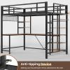 imageVIAGDO Loft Bed with Desk with Charging Station ampamp LED Lights Loft Bed Twin Size with Storage ShelvesClothing Rail Metal Twin Loft Bed with Safety Guard ampamp Ladder No Box Spring Needed WhiteBlack