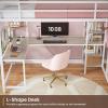 imageVIAGDO Loft Bed with Desk with Charging Station ampamp LED Lights Loft Bed Twin Size with Storage ShelvesClothing Rail Metal Twin Loft Bed with Safety Guard ampamp Ladder No Box Spring Needed WhiteWhite