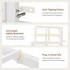 imageVIAGDO Bunk Bed Twin Over Twin with Charging Station and LED Lights Heavy Duty Metal Bunk Bed with Desk and 3 Storage Drawers Utility Storage Shelf and Boxes No Box Spring Needed BlackWhite