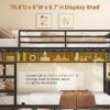 imageVIAGDO Bunk Bed Twin Over Twin with Charging Station and LED Lights Heavy Duty Metal Bunk Bed with Desk and 3 Storage Drawers Utility Storage Shelf and Boxes No Box Spring Needed BlackBlack