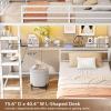 imageVIAGDO Bunk Bed Twin Over Twin with Hall Tree Charging Station and LED Lights LShaped Bunk Bed with Desk 5 Storage Drawers Twin Bunk Beds with Guardrail ampamp Stairs No Box Spring Needed WhiteWhite