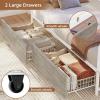 imageVIAGDO Daybed with 2 Drawers Twin Day Bed with Upholstered Headboard and Charging Station Metal Day Bed Frame with Storage and LED Lights Twin Daybed for Living Room Bedroom Guest Room WhiteWhite
