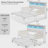 imageVIAGDO Daybed with 2 Drawers Twin Day Bed with Upholstered Headboard and Charging Station Metal Day Bed Frame with Storage and LED Lights Twin Daybed for Living Room Bedroom Guest Room WhiteWhite