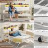 imageVIAGDO Daybed with 2 Drawers Twin Day Bed with Upholstered Headboard and Charging Station Metal Day Bed Frame with Storage and LED Lights Twin Daybed for Living Room Bedroom Guest Room WhiteWhite