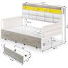 imageVIAGDO Daybed with 2 Drawers Twin Day Bed with Upholstered Headboard and Charging Station Metal Day Bed Frame with Storage and LED Lights Twin Daybed for Living Room Bedroom Guest Room WhiteWhite