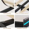 imageVIAGDO Full Size Bed Frame with Storage Headboard and LED Lights Leather Upholstered Full Size Platform Bed Frame with Charging Station and 4 Drawers LED Bed Frame Full No Box Spring Needed BlackTwin