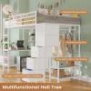 imageVIAGDO Loft Bed Twin Size with Hall Tree Charging Station and LED Lights Twin Loft Bed with LShaped Desk 5 Storage Drawers Heavy Duty Twin Size Bed with Stairs No Box Spring Needed WhiteWhite