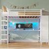 imageVIAGDO Loft Bed Twin Size with Hall Tree Charging Station and LED Lights Twin Loft Bed with LShaped Desk 5 Storage Drawers Heavy Duty Twin Size Bed with Stairs No Box Spring Needed WhiteWhite