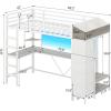 imageVIAGDO Loft Bed Twin Size with Hall Tree Charging Station and LED Lights Twin Loft Bed with LShaped Desk 5 Storage Drawers Heavy Duty Twin Size Bed with Stairs No Box Spring Needed WhiteWhite
