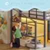 imageVIAGDO Low Loft Bed Twin Size with 9 Storage Drawers and LED Lights Metal Twin Loft Bed with Stairway Shelf Storage Low Loft Bed with Safety Guardrail and UnderBed Hideaway for Kids GreyGrey