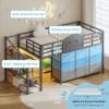 imageVIAGDO Low Loft Bed Twin Size with 9 Storage Drawers and LED Lights Metal Twin Loft Bed with Stairway Shelf Storage Low Loft Bed with Safety Guardrail and UnderBed Hideaway for Kids GreyGrey