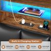imageVIAGDO Queen Bed Frame with Bookcase Headboard and Storage Upholstered Platform Bed Frame Queen Size with Charging Station 4 Drawers and LED Lights Heavy Duty No Box Spring Needed BlackBlack