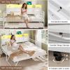 imageVIAGDO Day Bed with Trundle Bed Twin Wood Day Bed with Hidden Storage Headboard Farmhouse Daybed with Charging Station and LED Lights Twin to King Daybed for Living Room Guest Room White