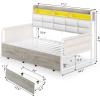imageVIAGDO Daybed Twin Size with 2 Storage Drawers and Charging Station Metal Day Bed Frame Twin with Shelf Headboard and LED Lights Twin Corner Bed Frame for Living Room Bedroom Guest Room BlackWhite