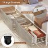 imageVIAGDO Daybed Twin Size with 2 Storage Drawers and Charging Station Metal Day Bed Frame Twin with Shelf Headboard and LED Lights Twin Corner Bed Frame for Living Room Bedroom Guest Room BlackWhite