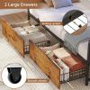 imageVIAGDO Daybed Twin Size with 2 Storage Drawers and Charging Station Metal Day Bed Frame Twin with Shelf Headboard and LED Lights Twin Corner Bed Frame for Living Room Bedroom Guest Room BlackBlack