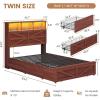 imageVIAGDO Full Size Bed Frame with 6 Drawers Farmhouse Bed Frame with Barn Door Headboard and Storage Wood Platform Bed Frame Full Size with Charging Station and LED Lights No Box Spring Needed BrownBrown