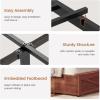 imageVIAGDO Full Size Bed Frame with 6 Drawers Farmhouse Bed Frame with Barn Door Headboard and Storage Wood Platform Bed Frame Full Size with Charging Station and LED Lights No Box Spring Needed BrownBrown