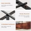imageVIAGDO Full Size Bed Frame with 6 Drawers Farmhouse Bed Frame with Barn Door Headboard and Storage Wood Platform Bed Frame Full Size with Charging Station and LED Lights No Box Spring Needed BrownBrown