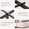 imageVIAGDO Full Size Bed Frame with 6 Drawers Farmhouse Bed Frame with Barn Door Headboard and Storage Wood Platform Bed Frame Full Size with Charging Station and LED Lights No Box Spring Needed BrownWhite