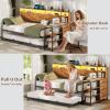 imageVIAGDO Daybed Twin with Pop Up Trundle Farmhouse Wooden Day Bed Frame with 3 Storage Drawers and Shelves Twin to King Daybed with Charging Station and LED Lights for Bedroom Rustic BrownRustic Brown