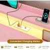 imageVIAGDO Full Size Bed Frame with Storage Headboard and Charging Station Velvet Upholstered Bed Frame Full Size with 4 Drawers and LED Lights Type C and USB No Box Spring Needed PinkPink